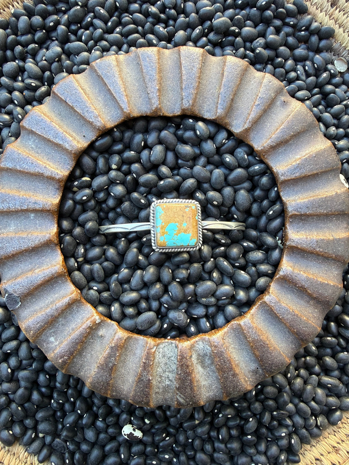 Turquoise Hand Stamped Cuff