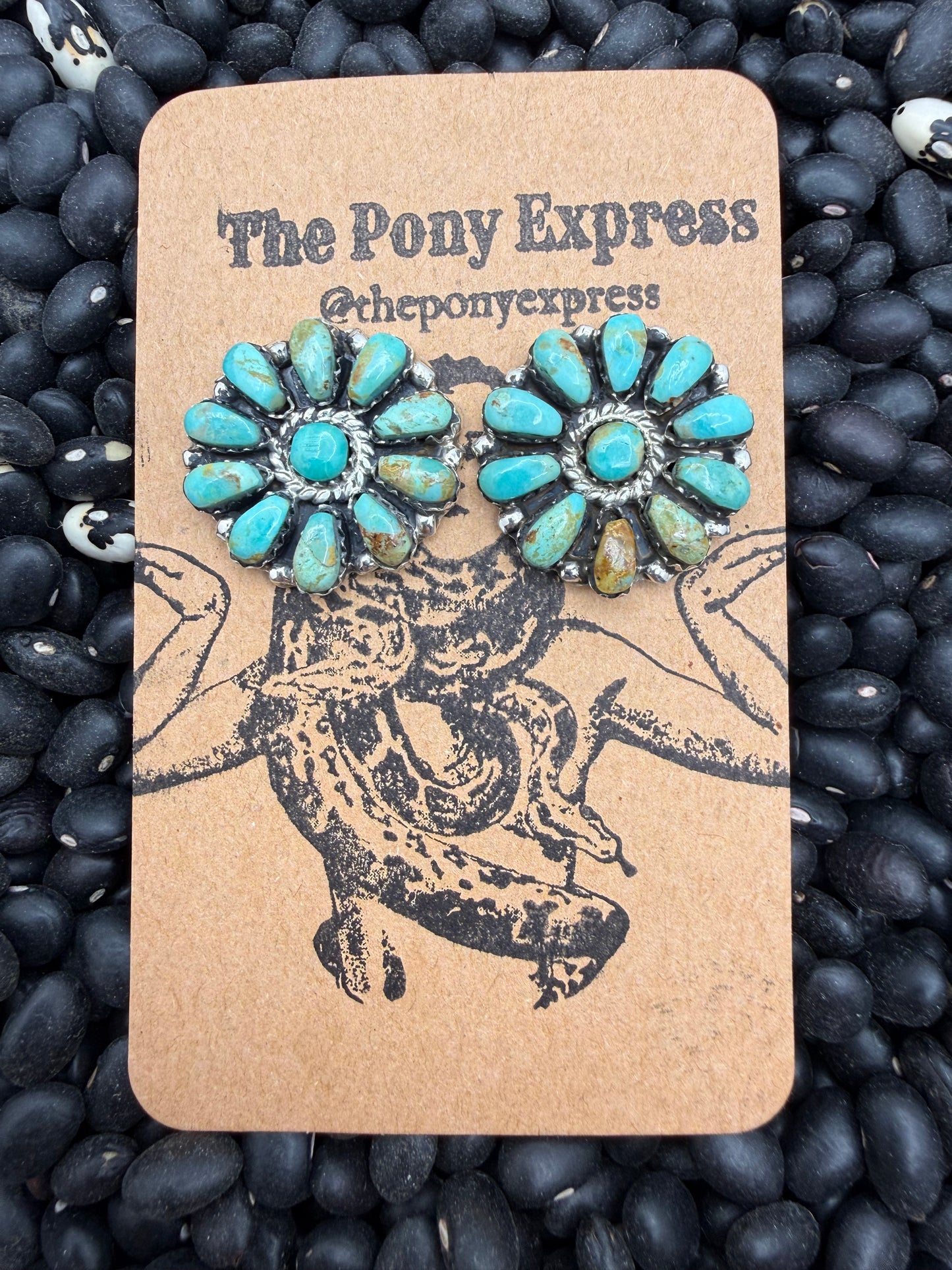 Green Turquoise cluster Stud Earrings