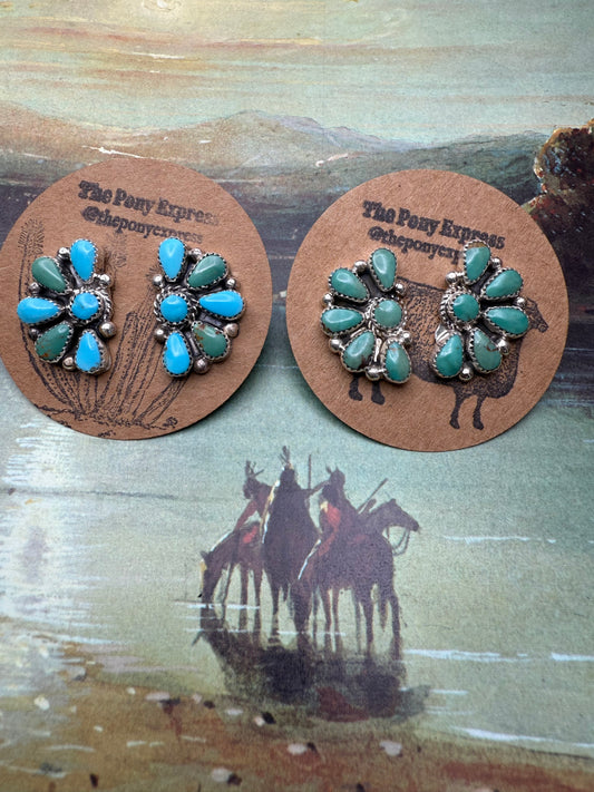 Turquoise Half Cluster Earrings