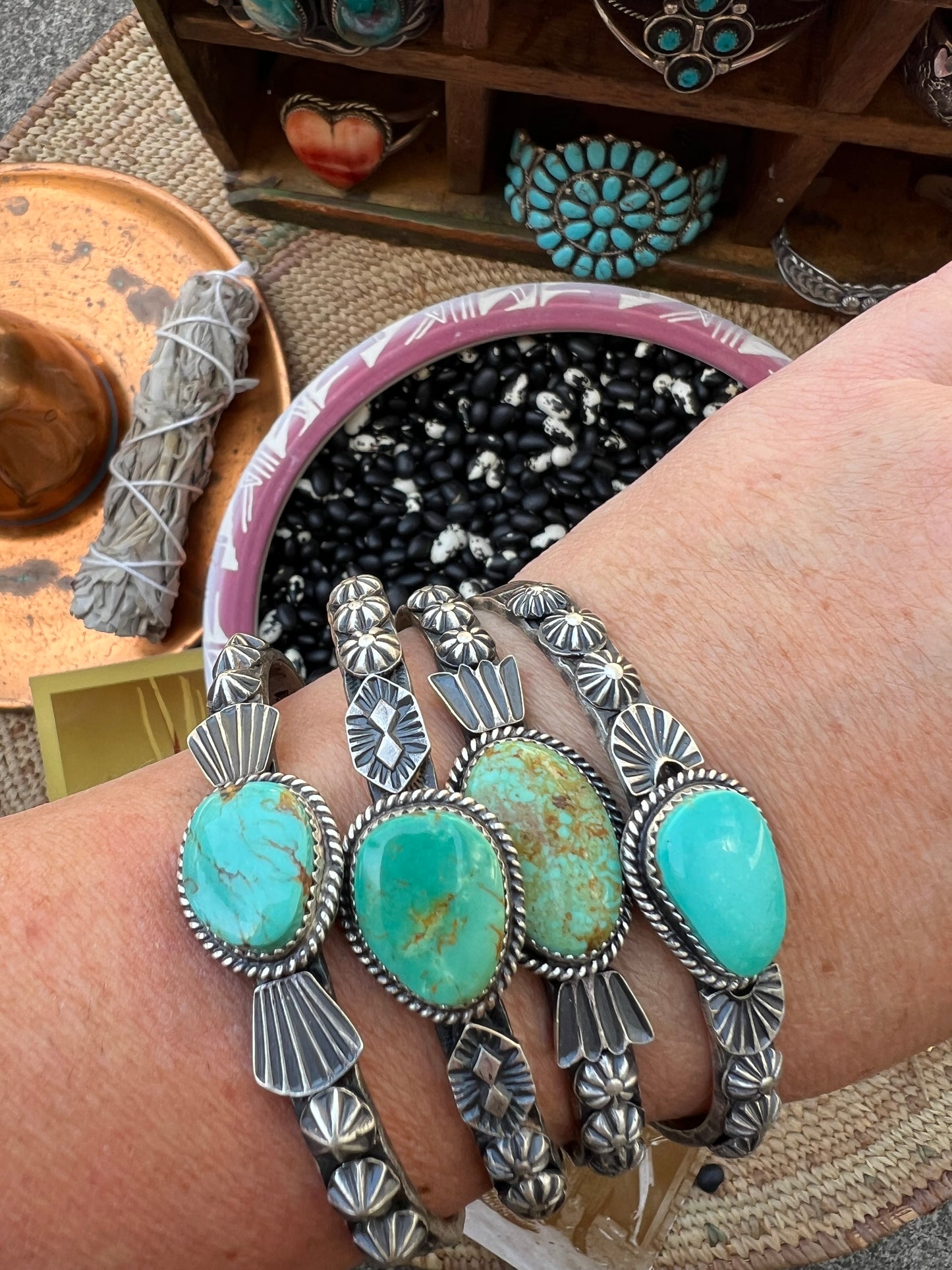 Lilah Turquoise Stamped Cuff