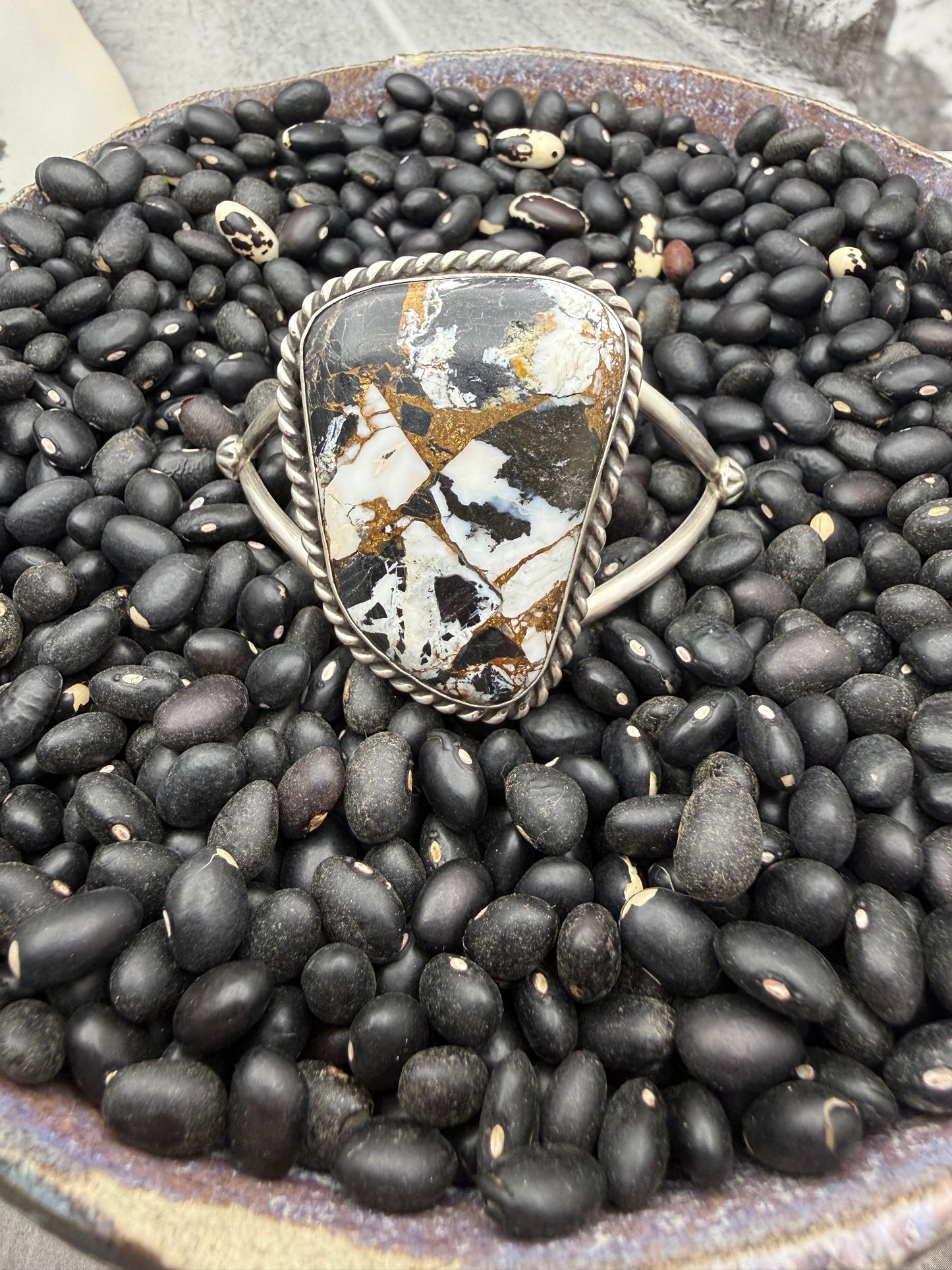 White Buffalo Bronze Cuff