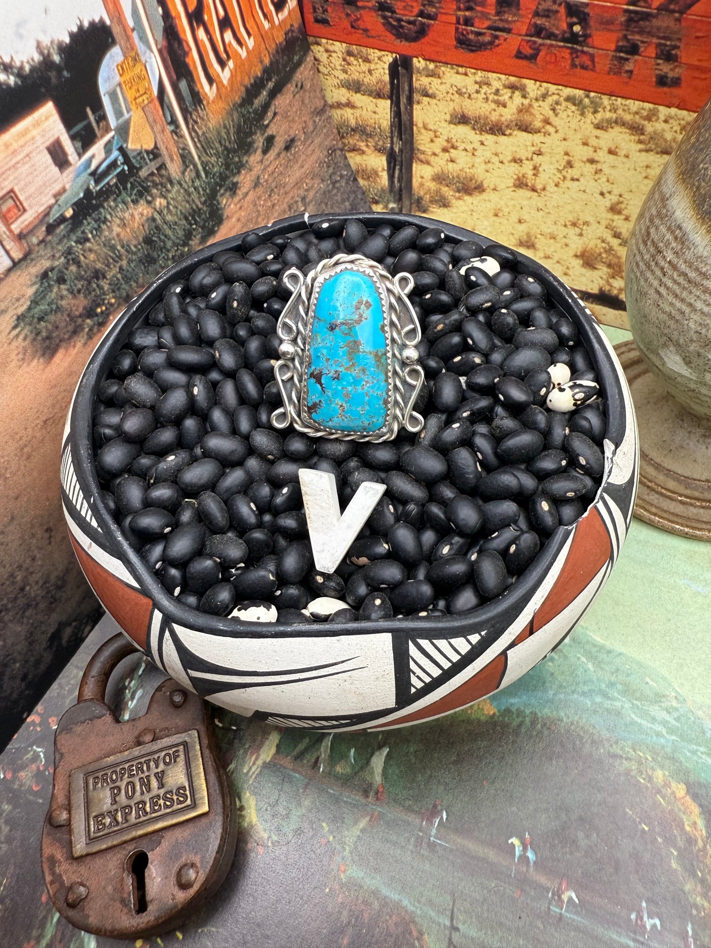 $99 Turquoise Statement Ring V size 11