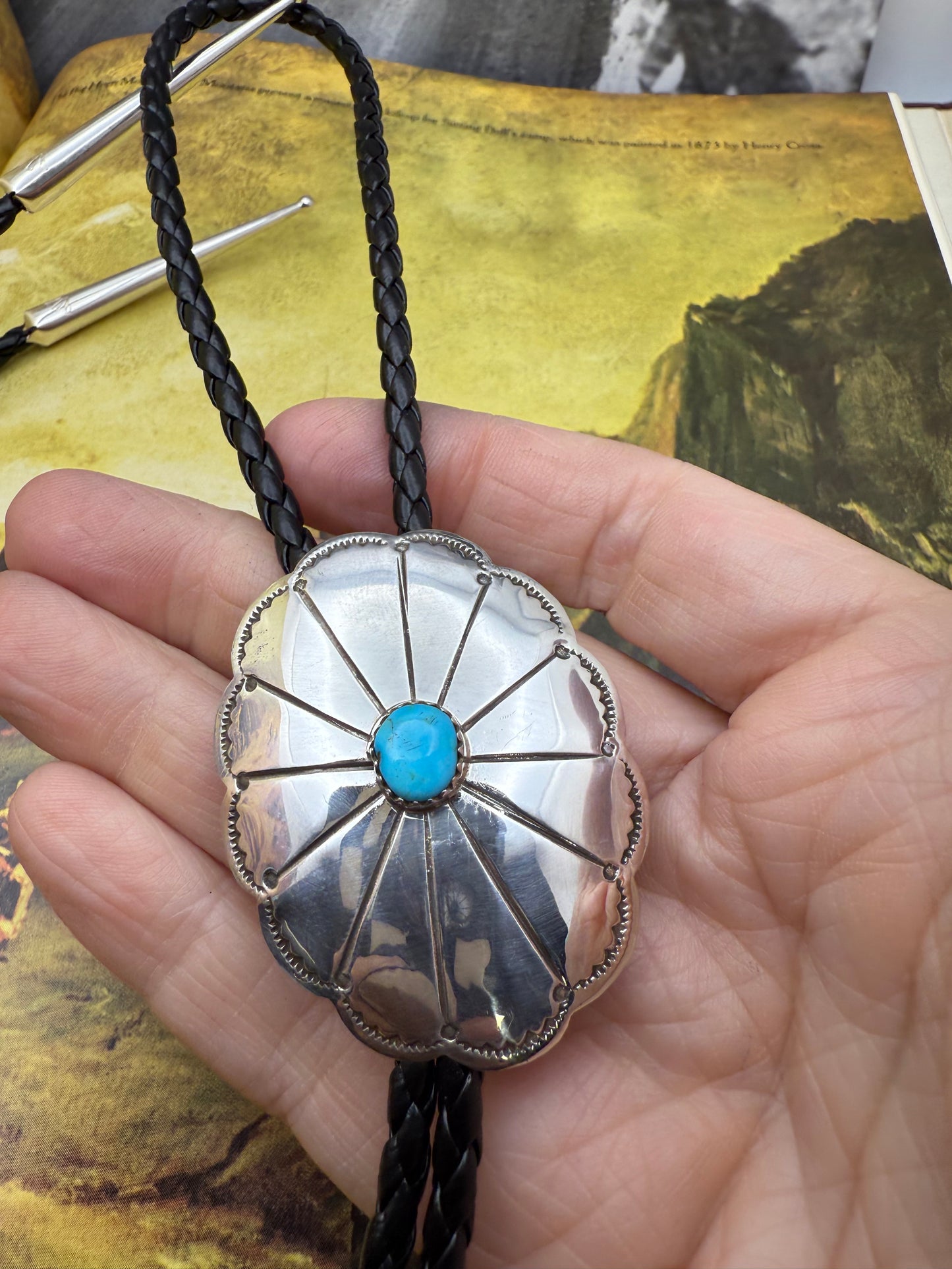 Scallop Concho Bolo with Turquoise