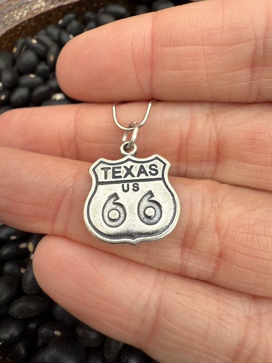 Texas Route 66 Sign Sterling Silver Charm