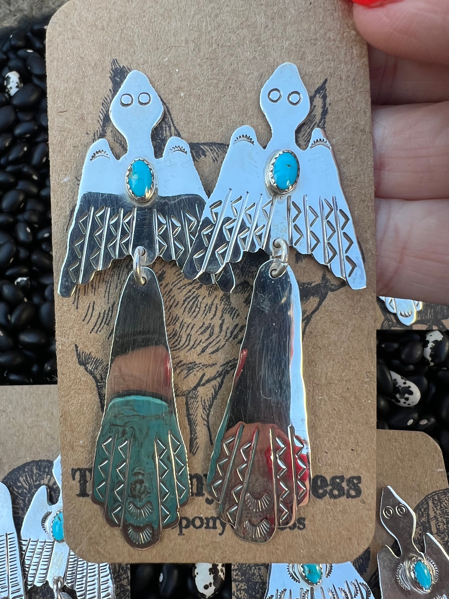 Thunderbird Earrings Hand Stamped