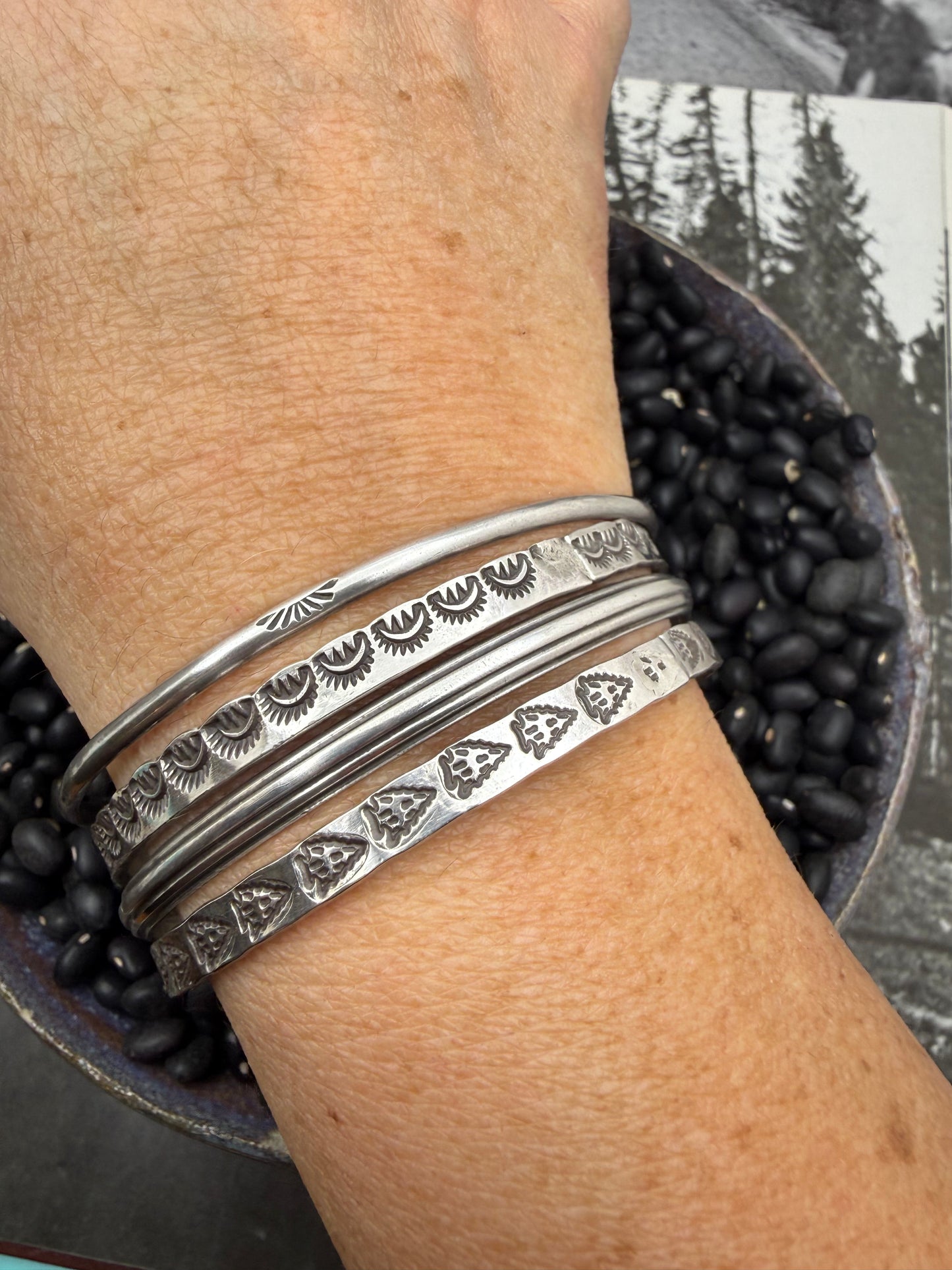 Hand Stamped Sterling Bangles