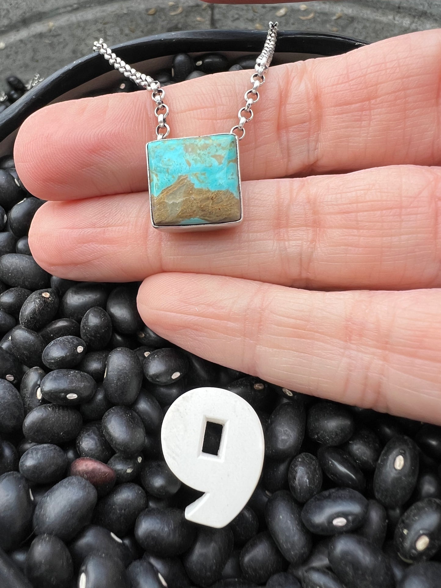 Kingman Turquoise Floating Square Necklace