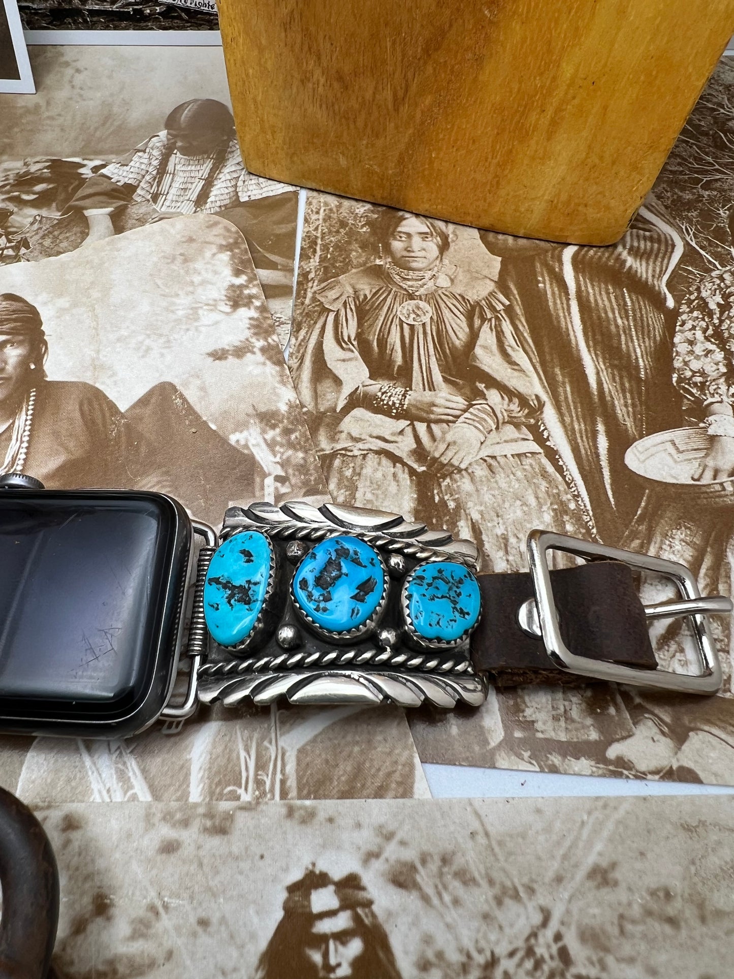 Native American sterling silver Watch Band with Turquoise C