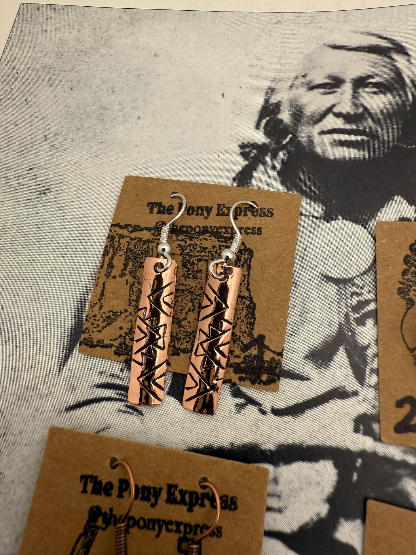 DOORBUSTER Stamped Copper Earrings and Huggies