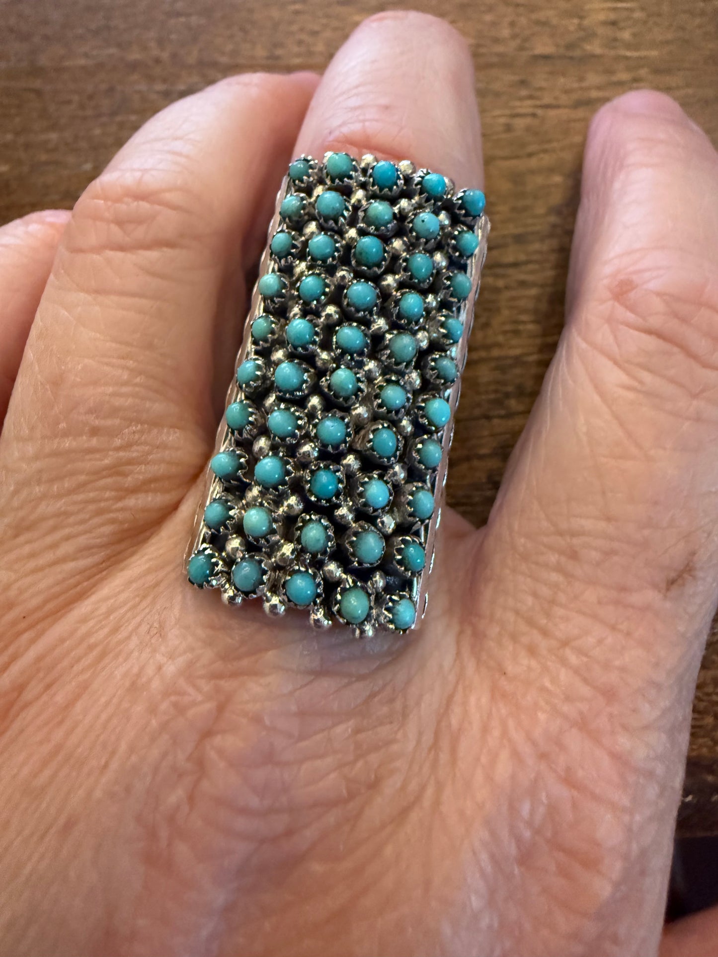 Zuni 50 Stone Needlepoint knuckle Buster Ring size 8.5