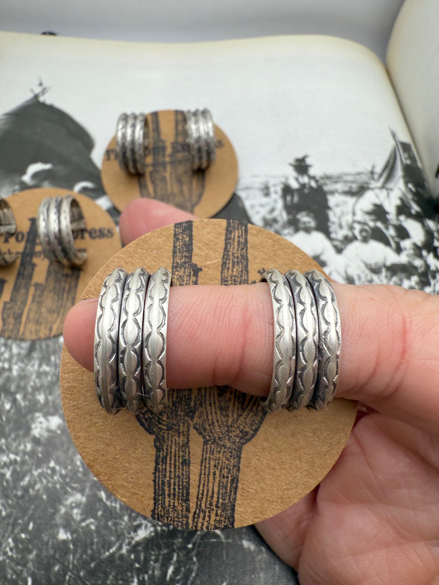 Triple Stamped Huggie Hoop