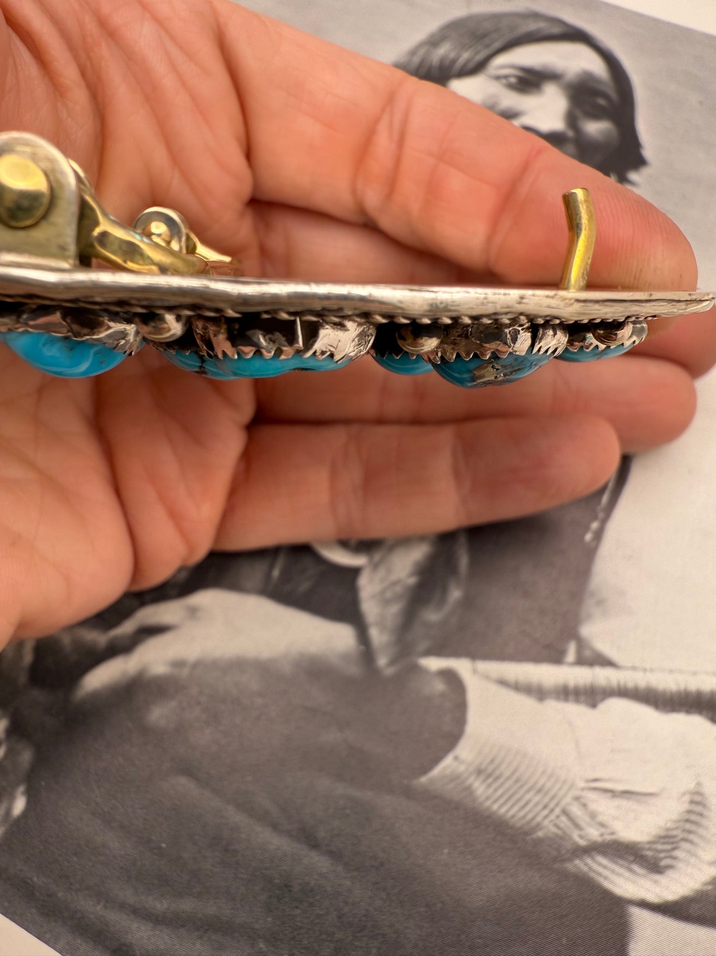 Turquoise Nugget Sterling Silver Belt Buckle