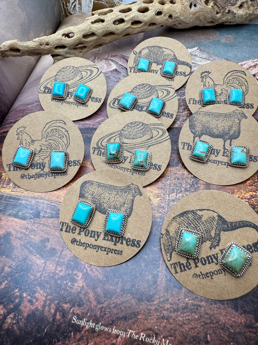 Rectangle Turquoise Studs