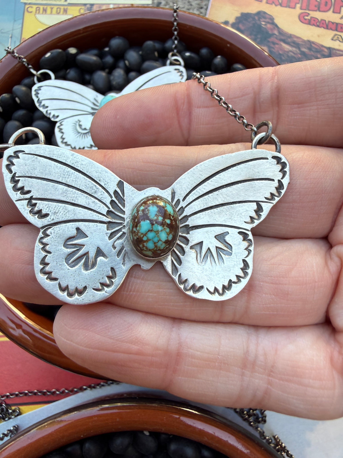 Butterfly Stamped Turquoise Necklace