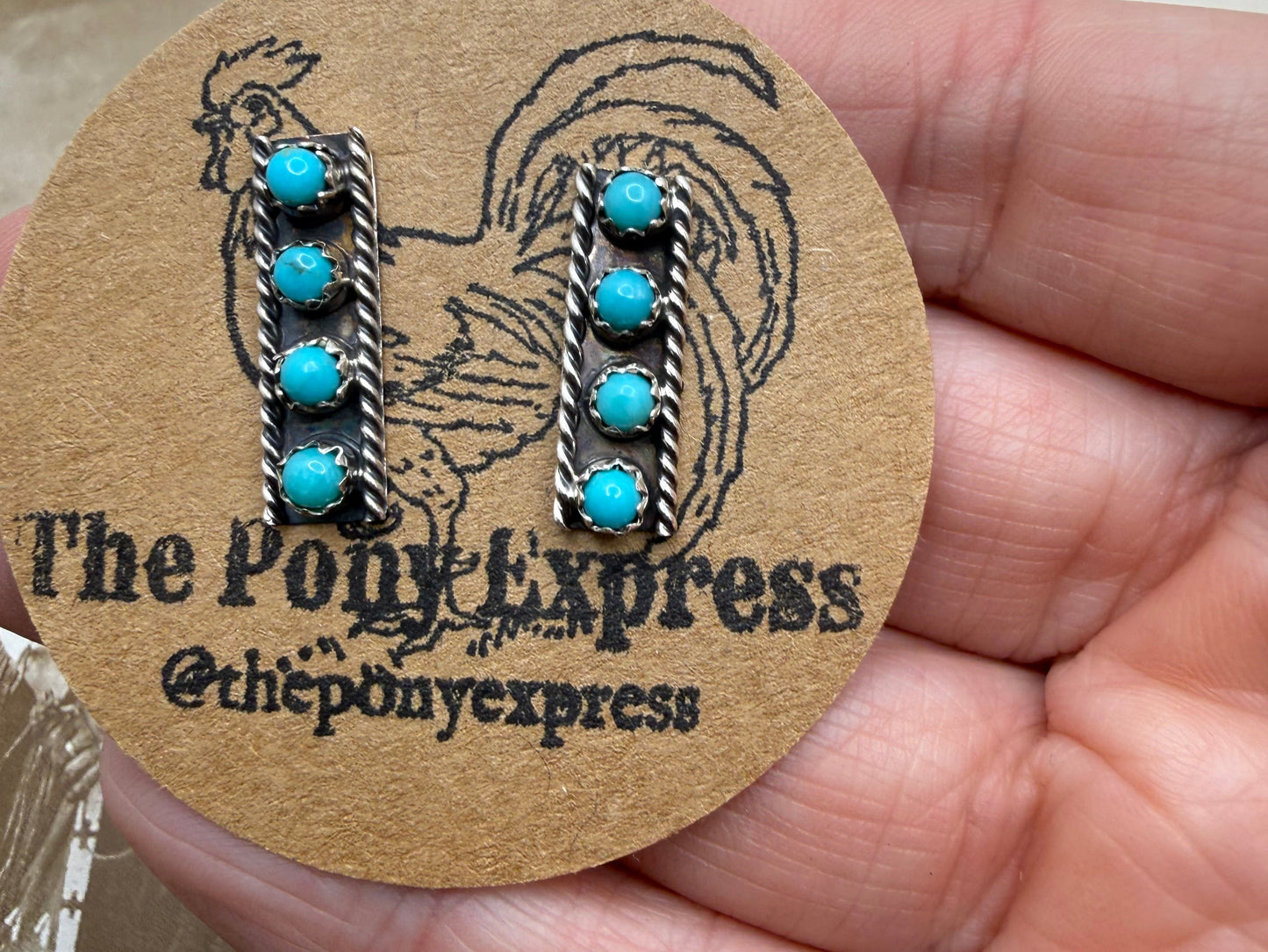 Four Stone Turquoise Bar Earrings
