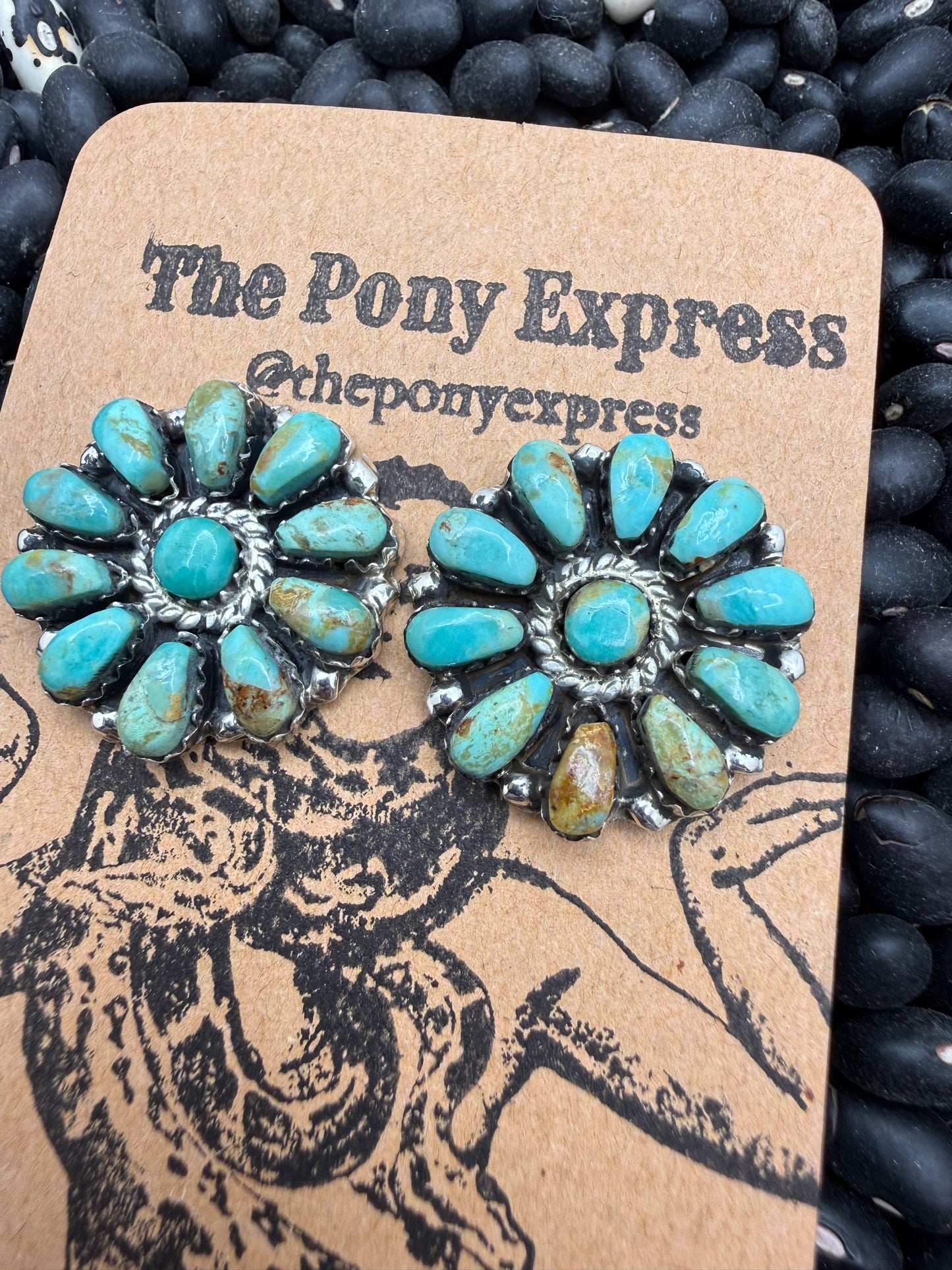 Green Turquoise cluster Stud Earrings