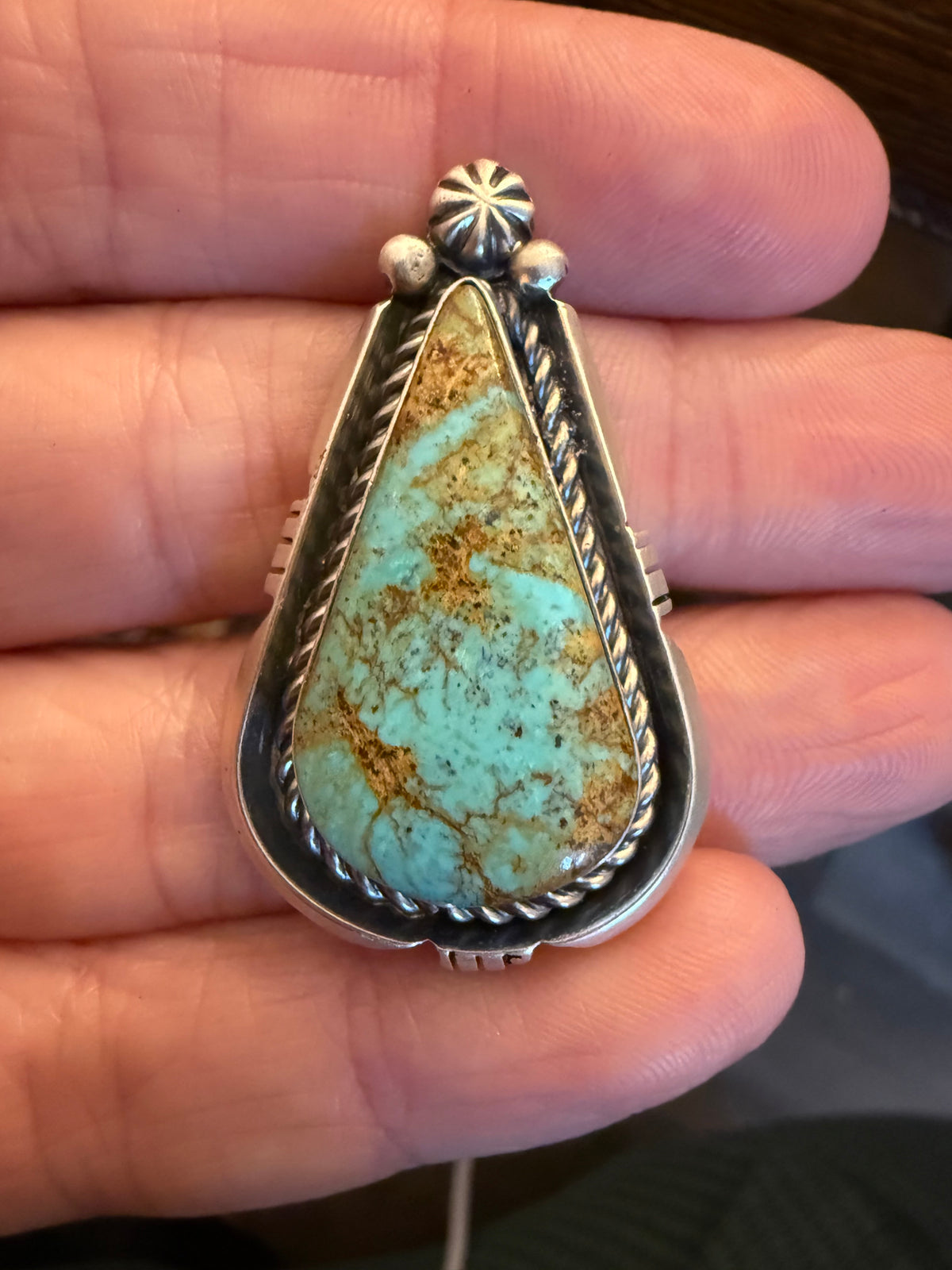 Adjustable Turquoise  Tear Drop Ring