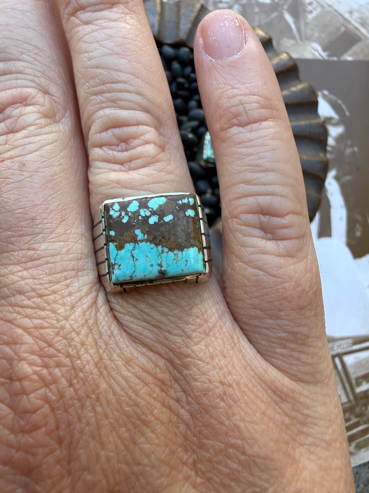 Turquoise Square Signet Ring