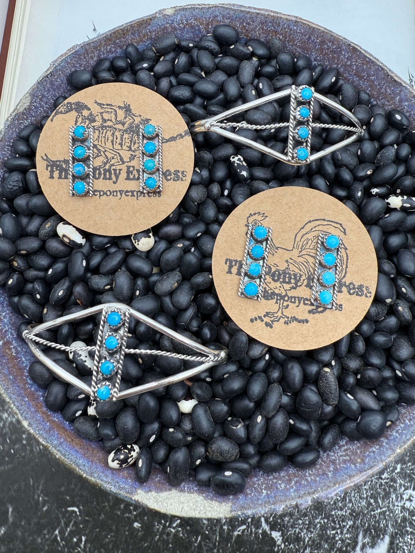 Four Stone Turquoise Bar Earrings