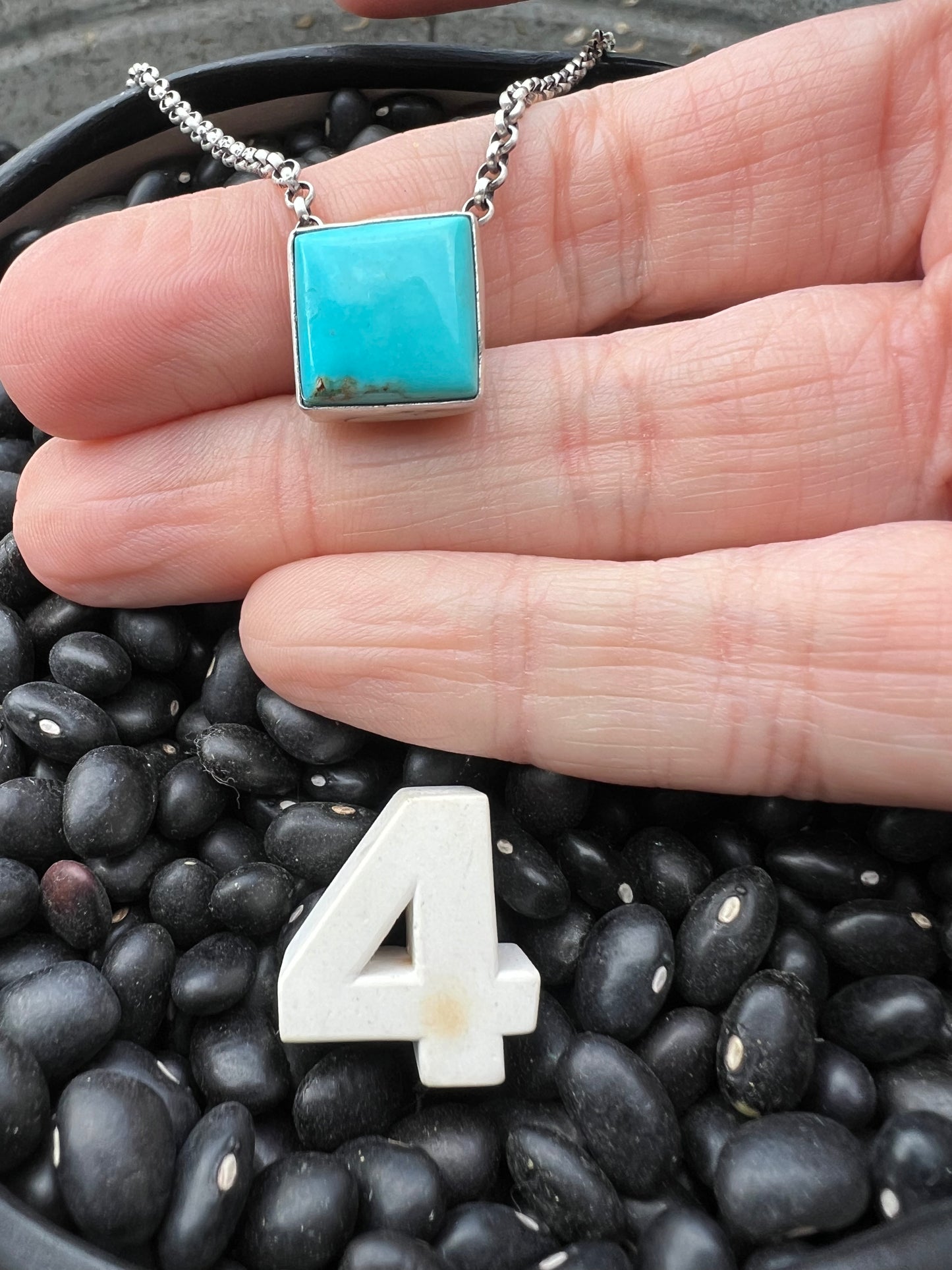 Kingman Turquoise Floating Square Necklace