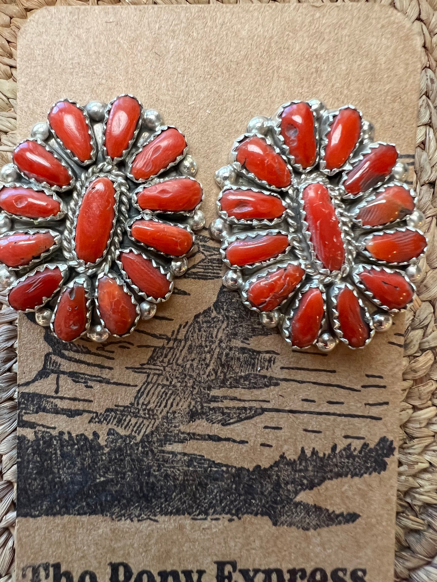 Natural Cor al Cluster Earrings Native Made