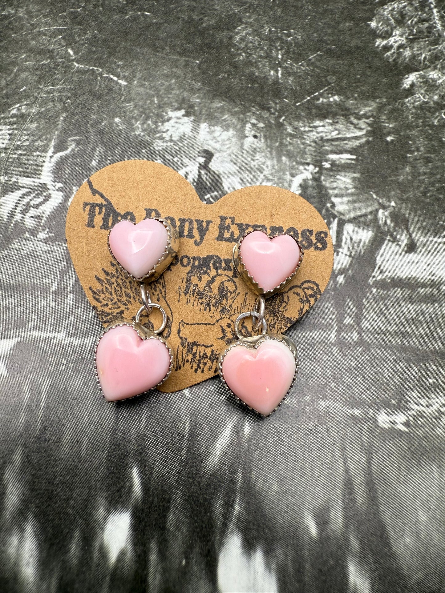 Pink Heart Conch Earrings