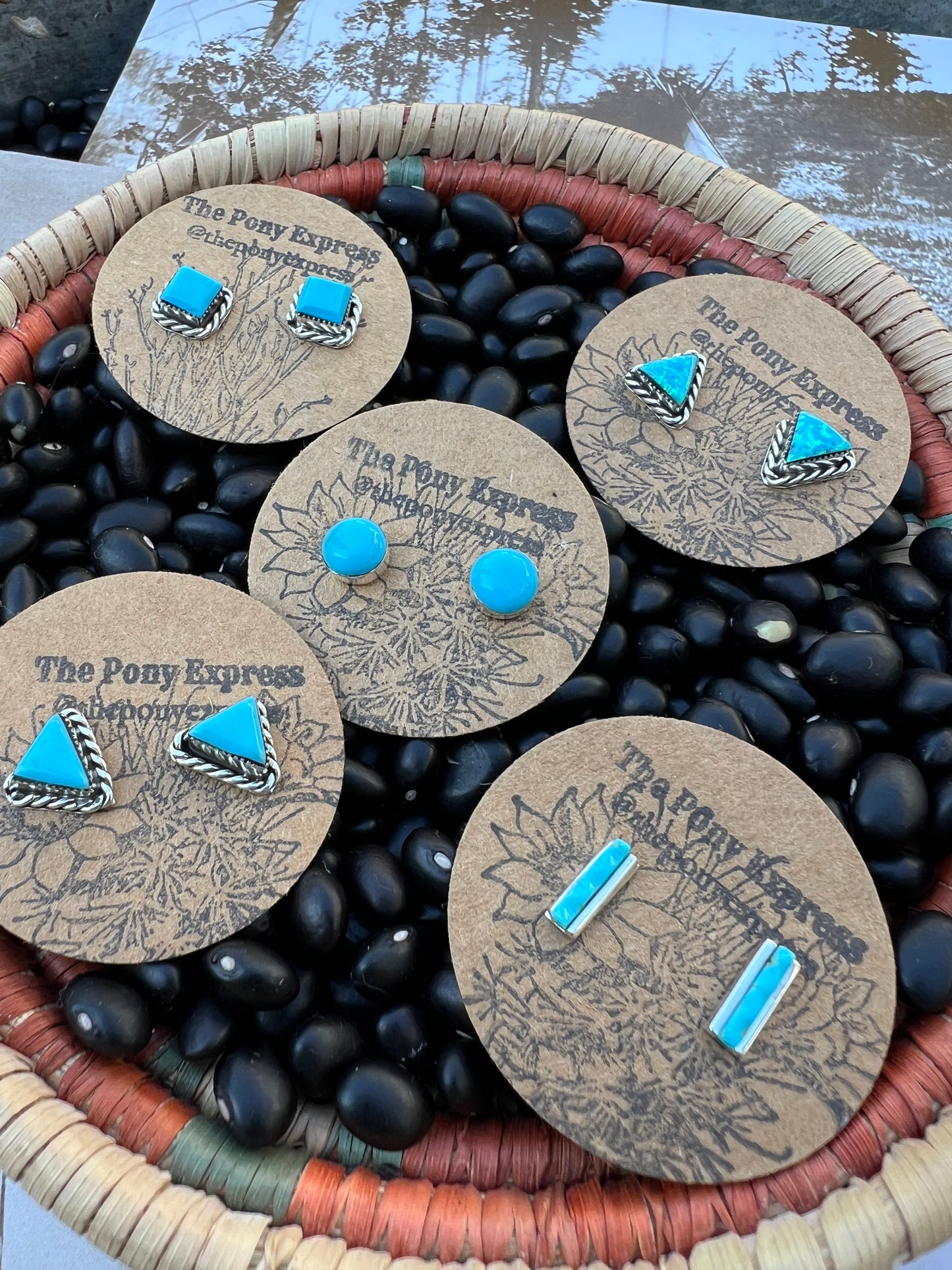 Small Turquoise Bar Studs