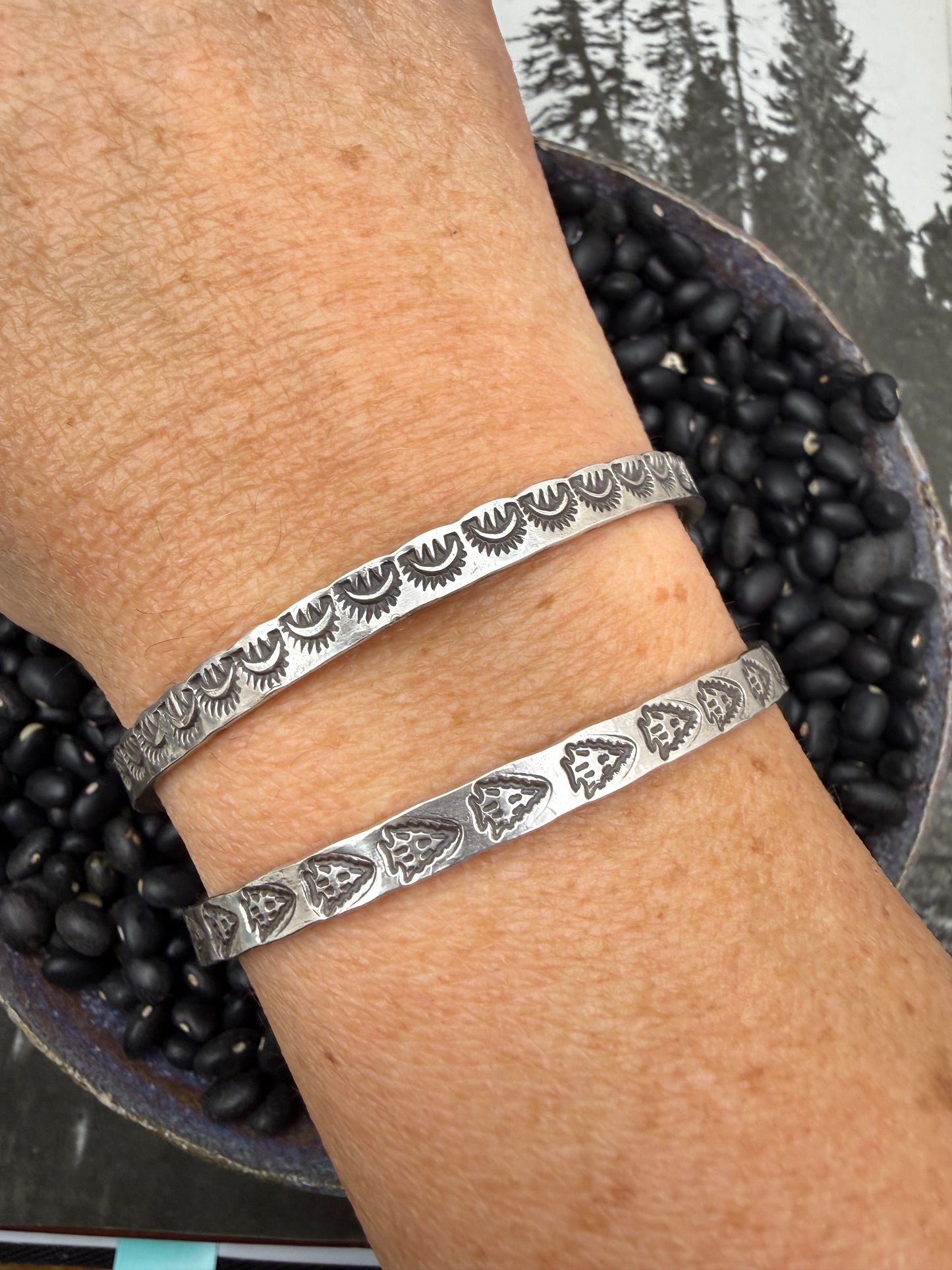 Hand Stamped Sterling Bangles