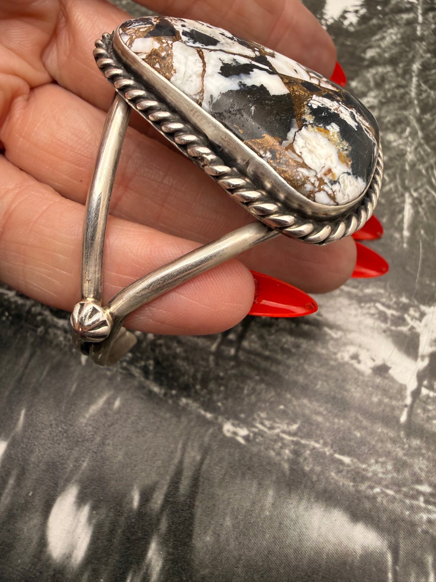 White Buffalo Bronze Cuff