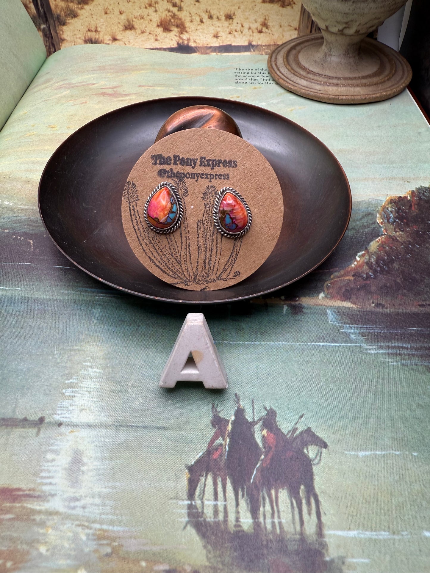 Orange Dahlia Stud Earrings