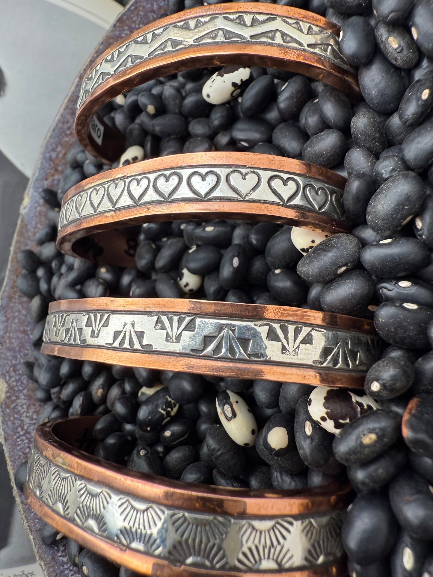 Copper Heavy Gauge Cuff with Sterling silver channel