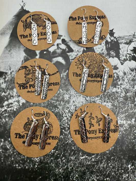 DOORBUSTER Stamped 1” Sterling Earrings