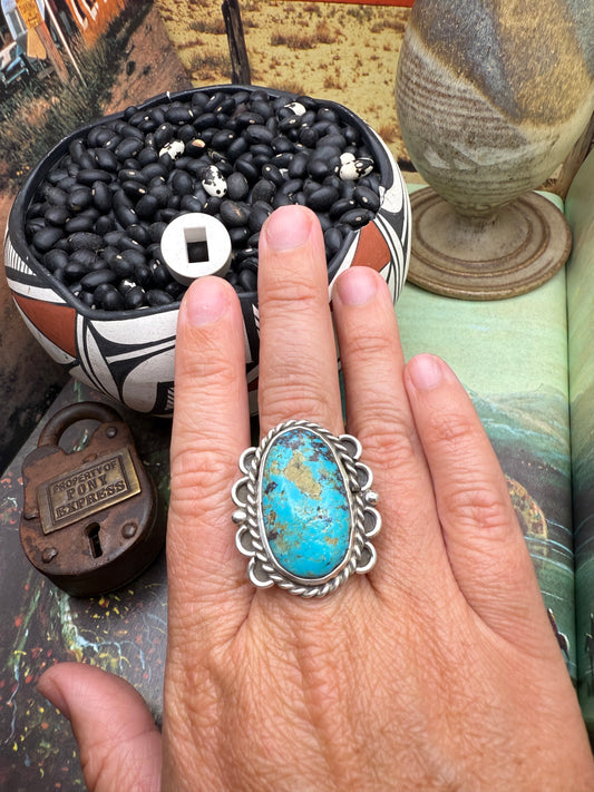 $99 Turquoise Statement Ring O size 9.5