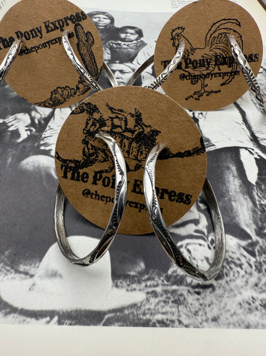 Native American Large Hand stamped Hoops