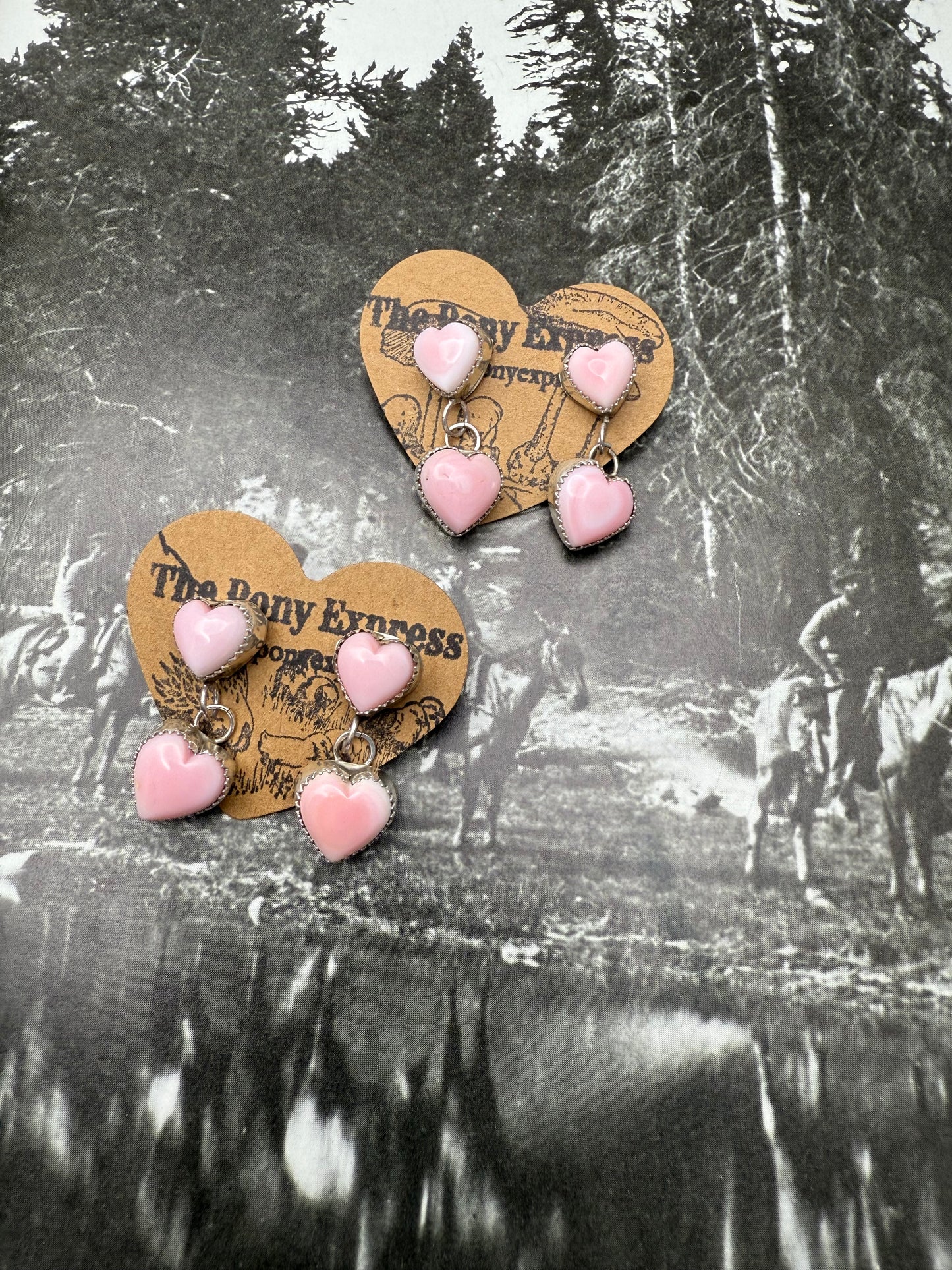 Pink Heart Conch Earrings