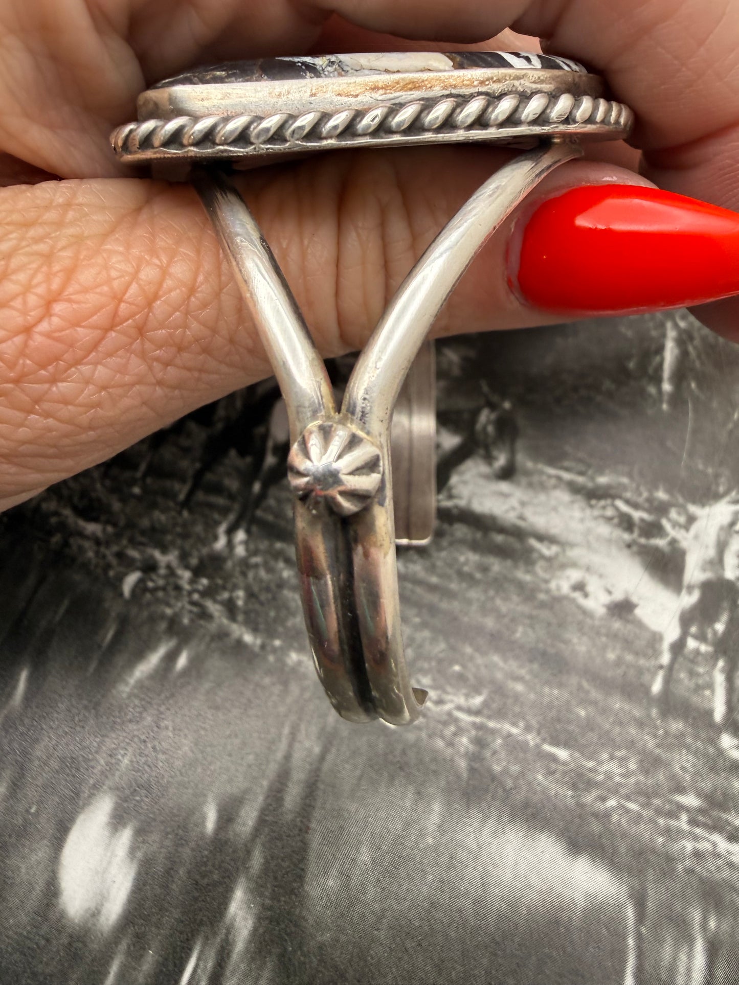 White Buffalo Bronze Cuff