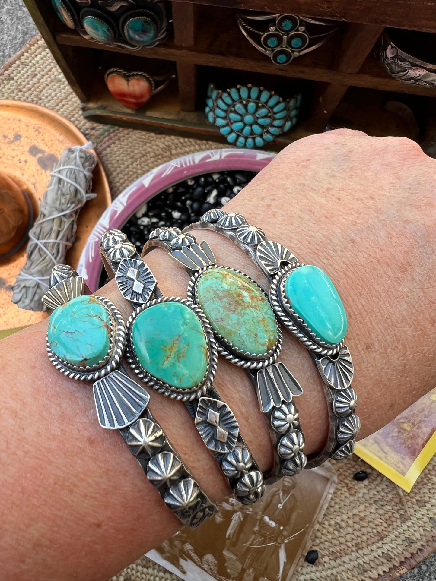 Lilah Turquoise Stamped Cuff