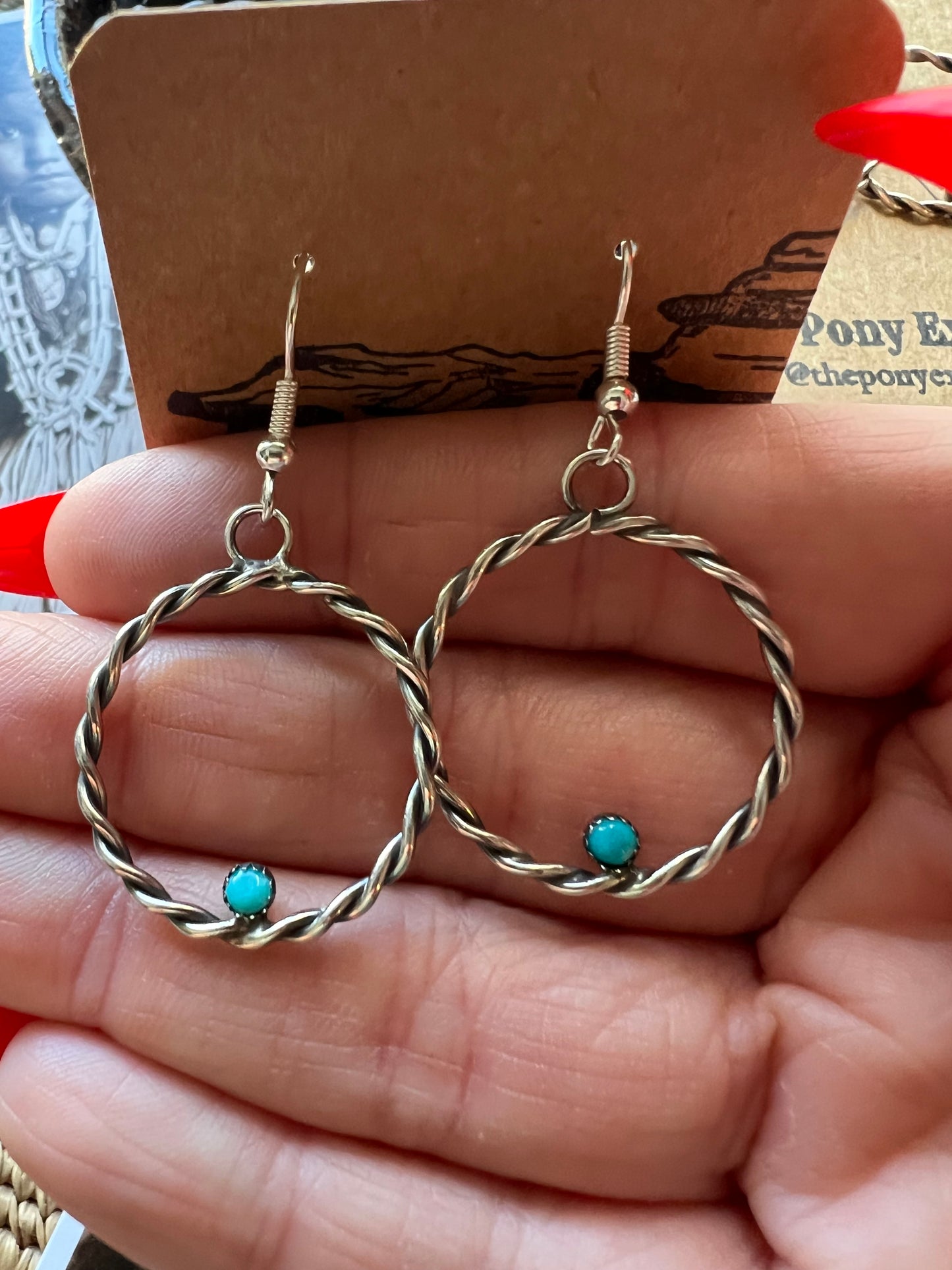 Handmade Rope Hoop with Micro Turquoise