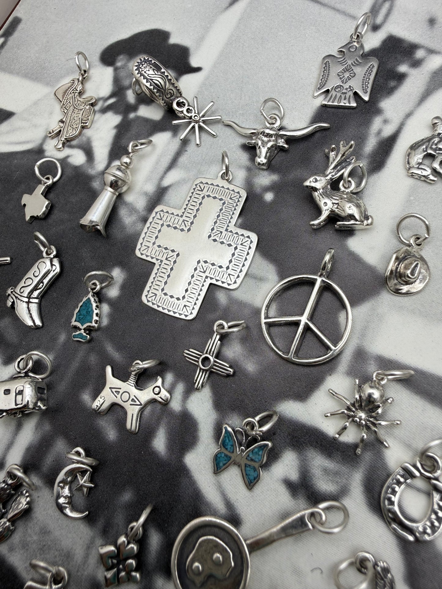 Southwestern Cross Sterling Silver Charm
