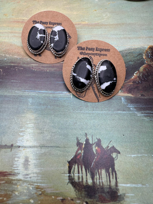 Large White Buffalo Stud Earrings