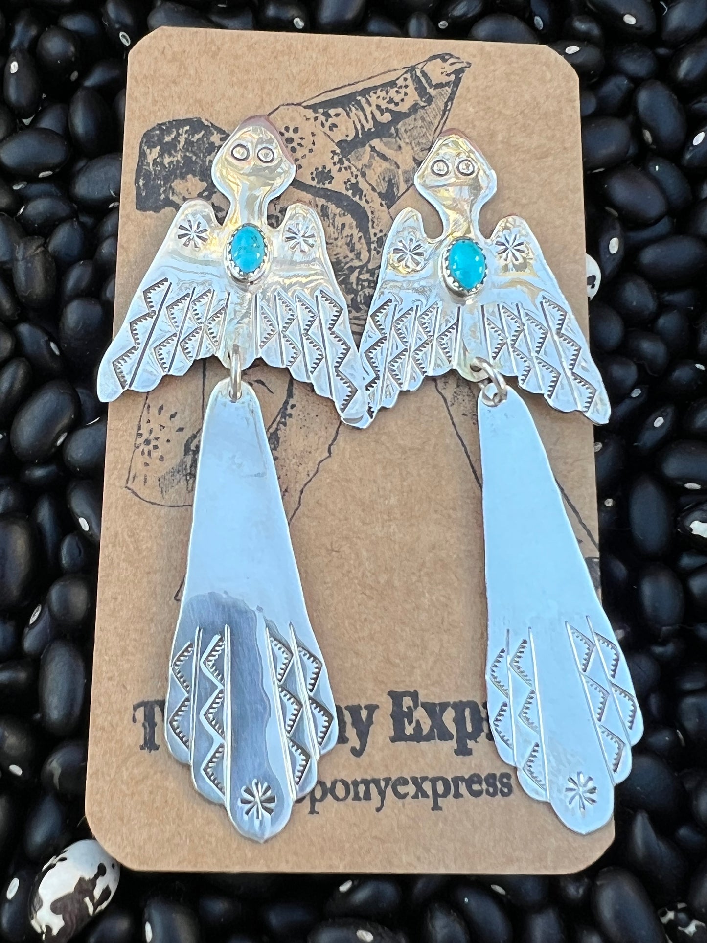 Thunderbird Earrings Hand Stamped