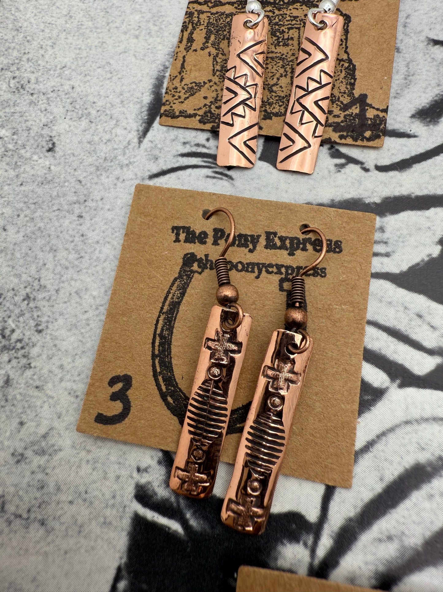 DOORBUSTER Stamped Copper Earrings and Huggies