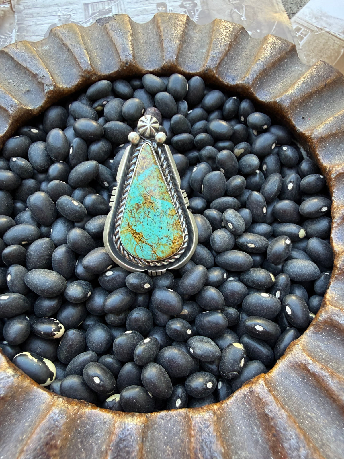 Adjustable Turquoise  Tear Drop Ring