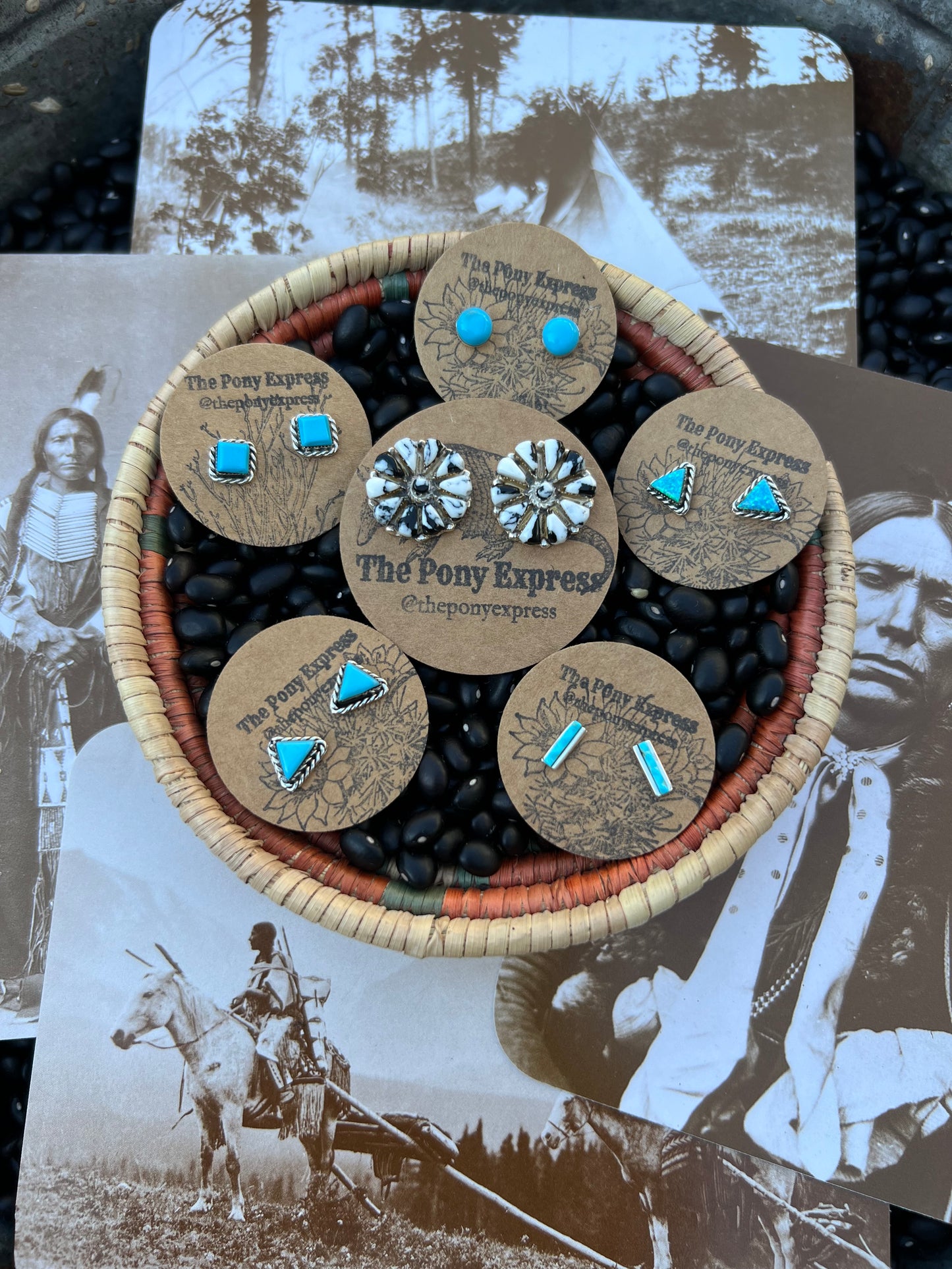 Small Turquoise Bar Studs