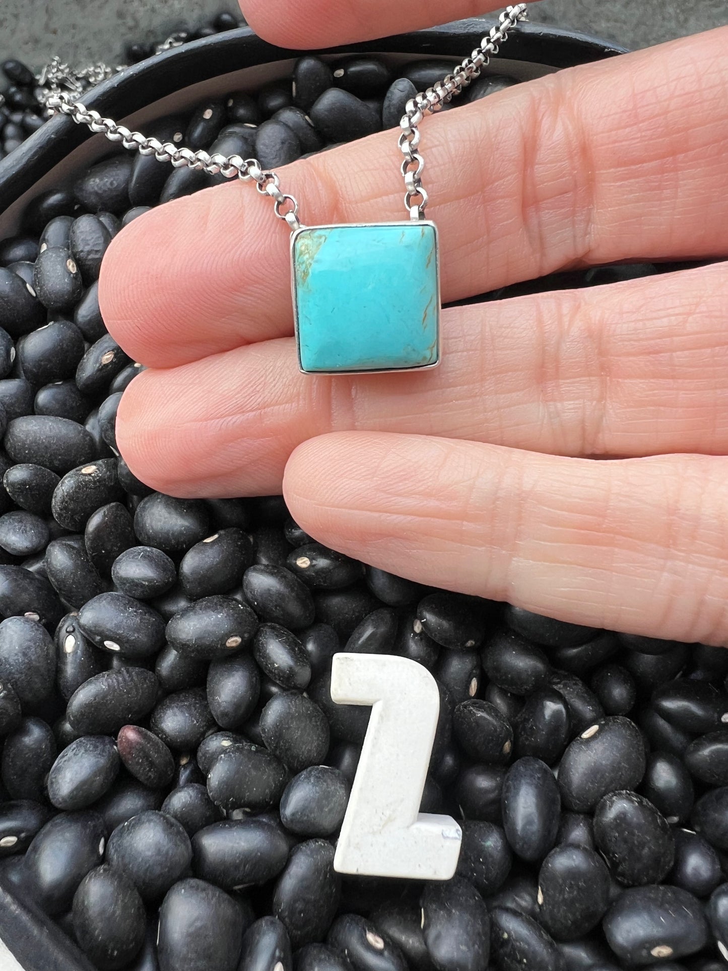 Kingman Turquoise Floating Square Necklace