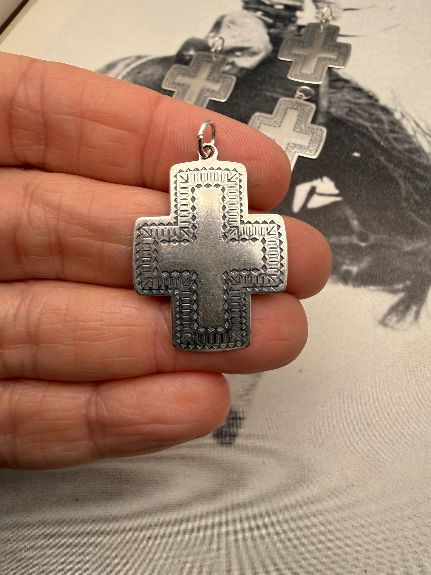 Southwestern Cross Sterling Silver Charm