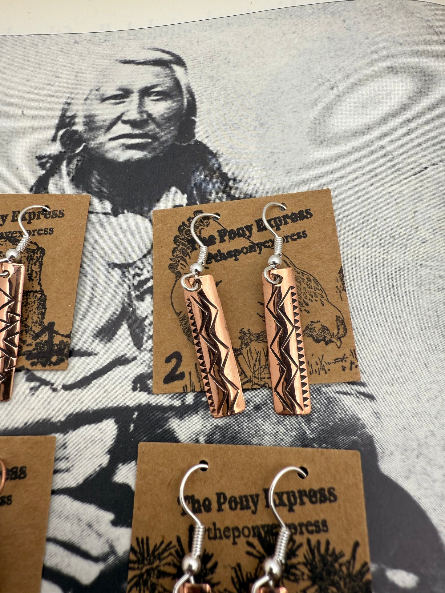 DOORBUSTER Stamped Copper Earrings and Huggies