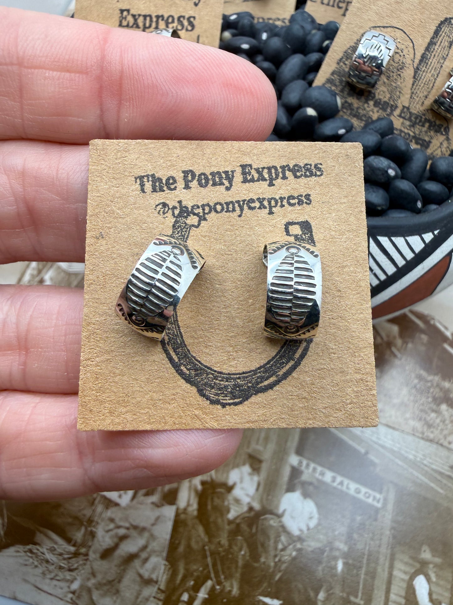 Hand Stamped Mini Hoops