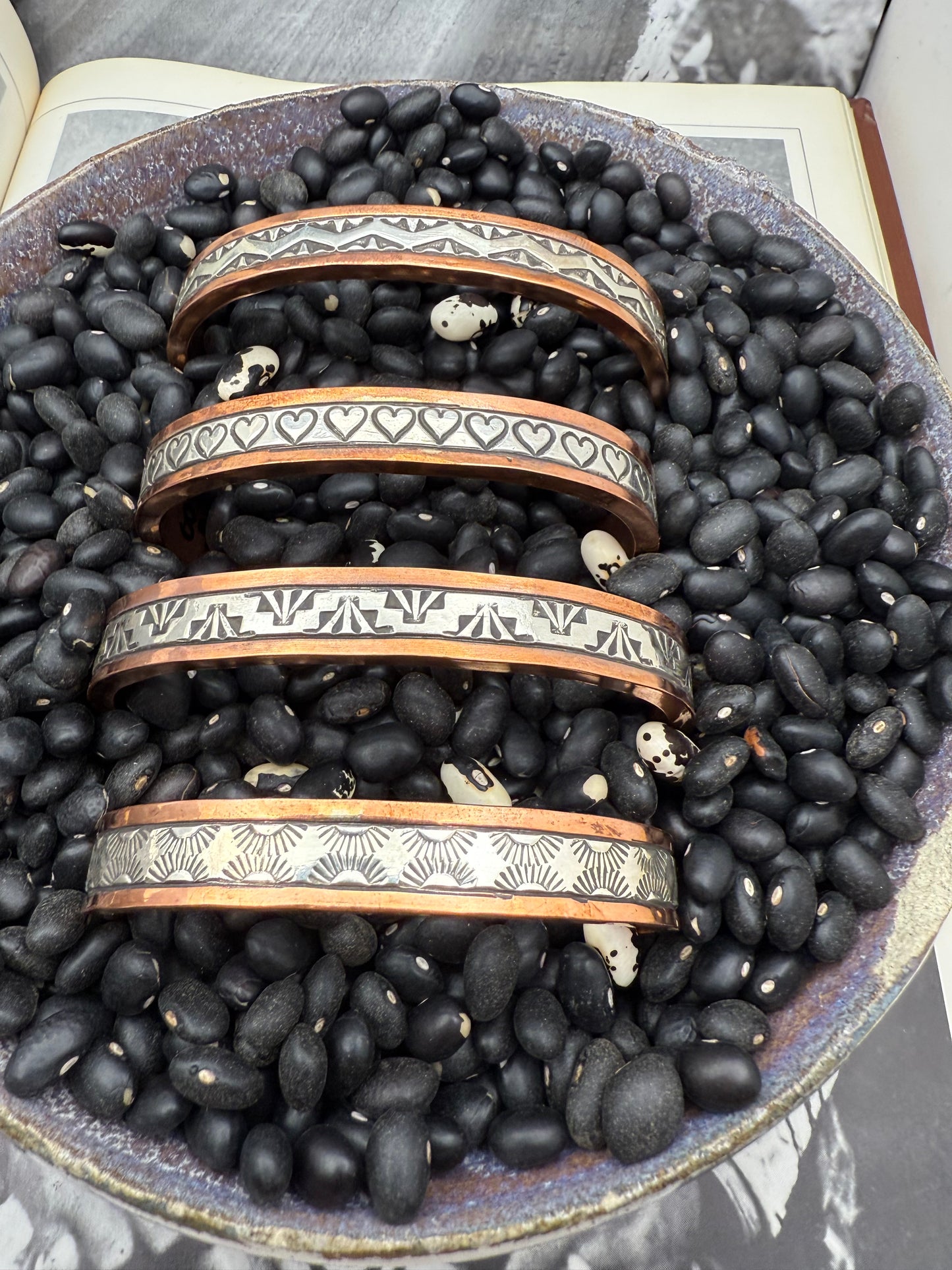 Copper Heavy Gauge Cuff with Sterling silver channel