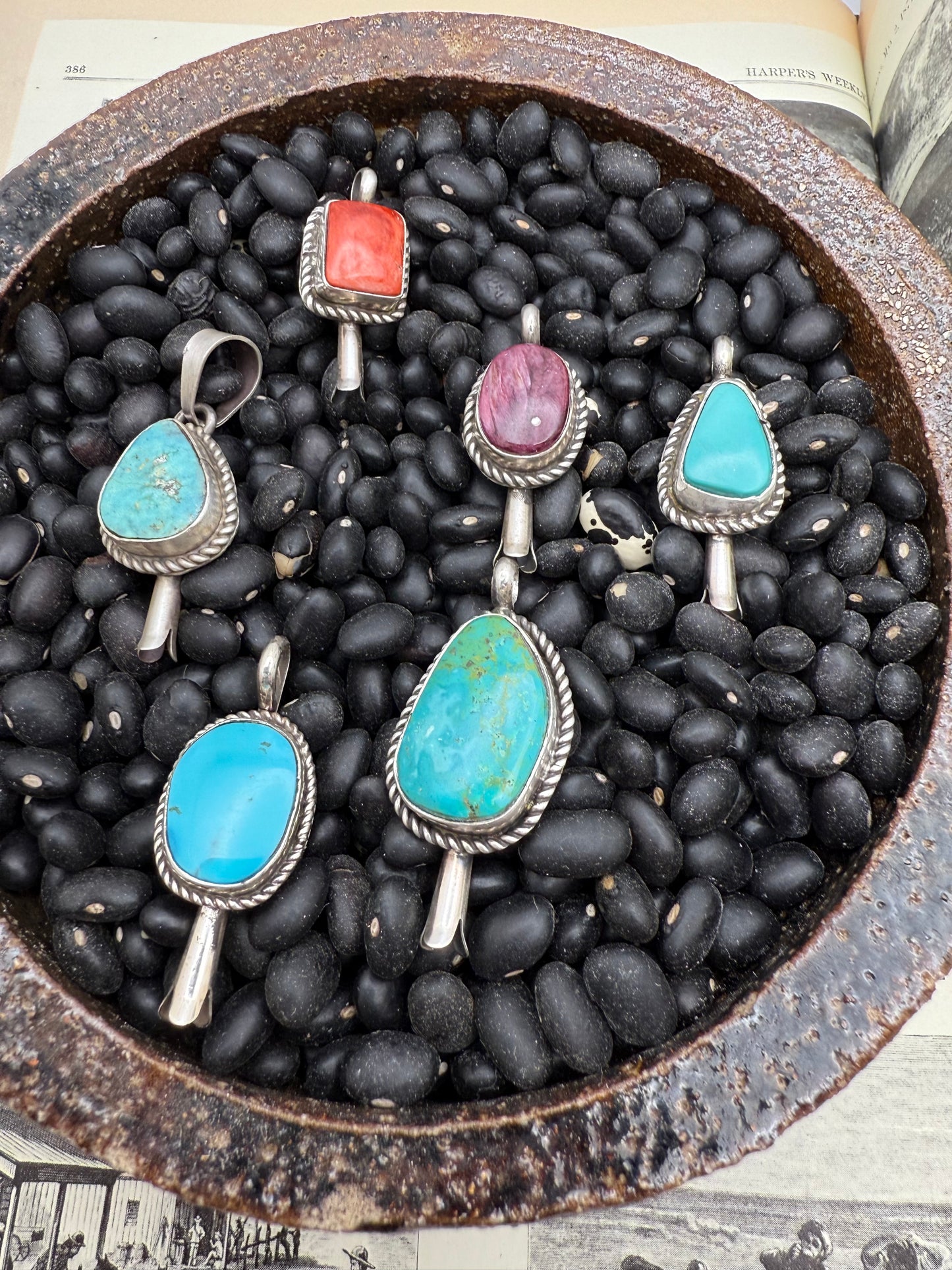 Turquoise Squash Blossom Pendant